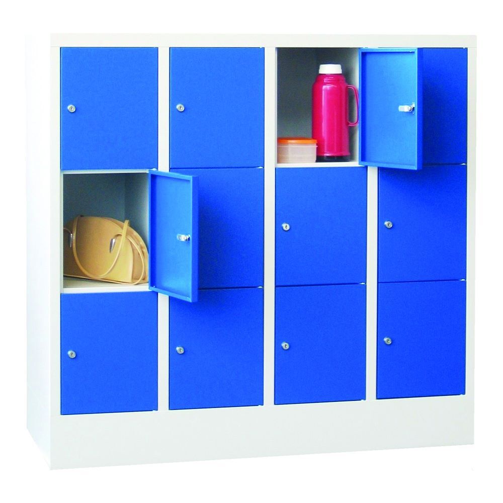 Produktbild PAVOY Schließfachschrank mit Sockel,1187x1200x500 mm 12 Fächer RAL 7035/5010