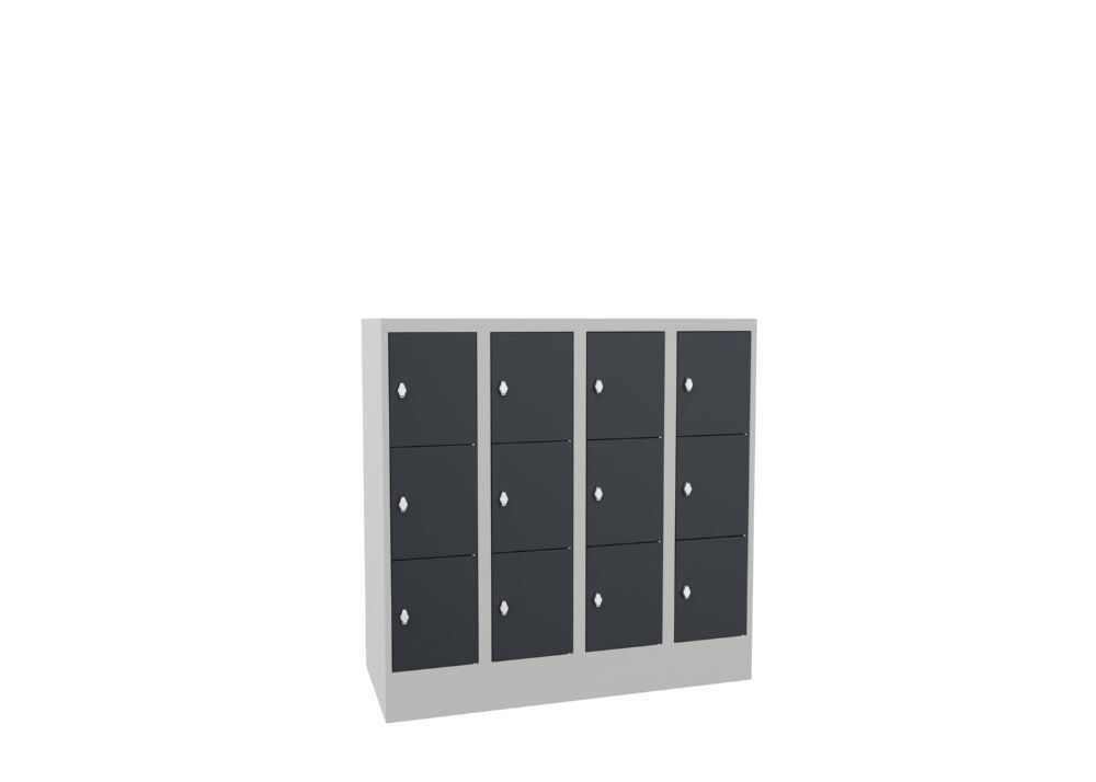 Produktbild Schließfachschrank mit Sockel, 1187x1200x500 mm, 12 Fächer, RAL 7035/7016 bild 2