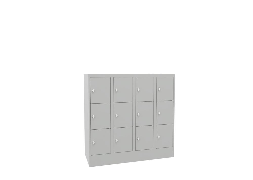 Produktbild PAVOY Schließfachschrank mit Sockel 1187x1200x500 mm 12 Fächer RAL 7035