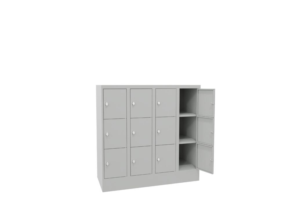 Produktbild Schließfachschrank mit Sockel, 1187x1200x500 mm, 12 Fächer, RAL 7035 bild 2
