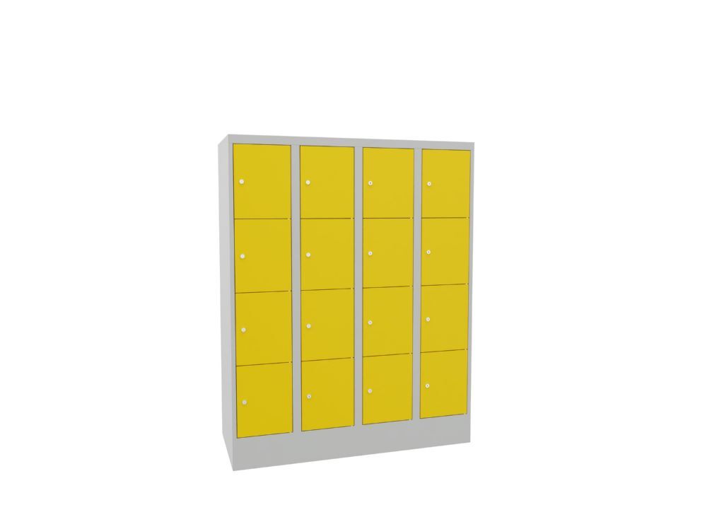 Produktbild Schließfachschrank mit Sockel, 1518x1200x500 mm, 16 Fächer, RAL 7035/1018 bild 2