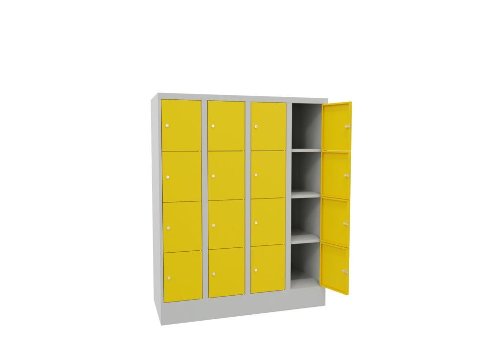 Produktbild Schließfachschrank mit Sockel, 1518x1200x500 mm, 16 Fächer, RAL 7035/1018 bild 3