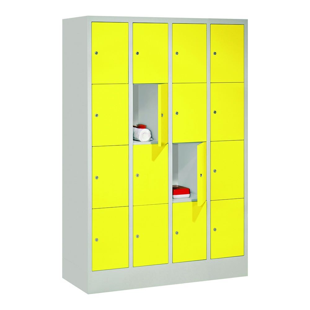 Produktbild PAVOY Schließfachschrank mit Sockel 1518x1200x500 mm 16 Fächer RAL 7035/1018