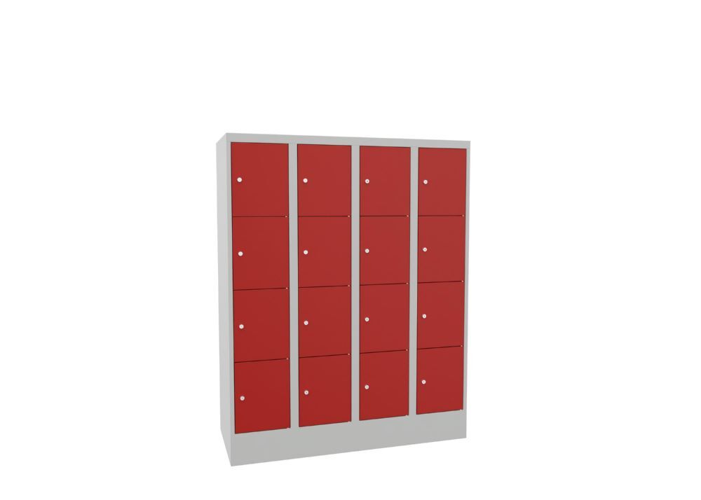 Produktbild Schließfachschrank mit Sockel, 1518x1200x500 mm, 16 Fächer, RAL 7035/3000 bild 2