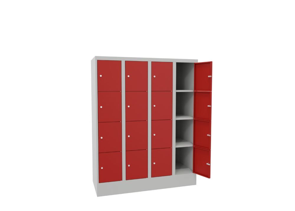 Produktbild Schließfachschrank mit Sockel, 1518x1200x500 mm, 16 Fächer, RAL 7035/3000 bild 3