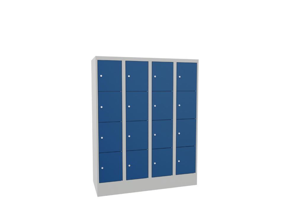Produktbild Schließfachschrank mit Sockel, 1518x1200x500 mm, 16 Fächer, RAL 7035/5010 bild 2
