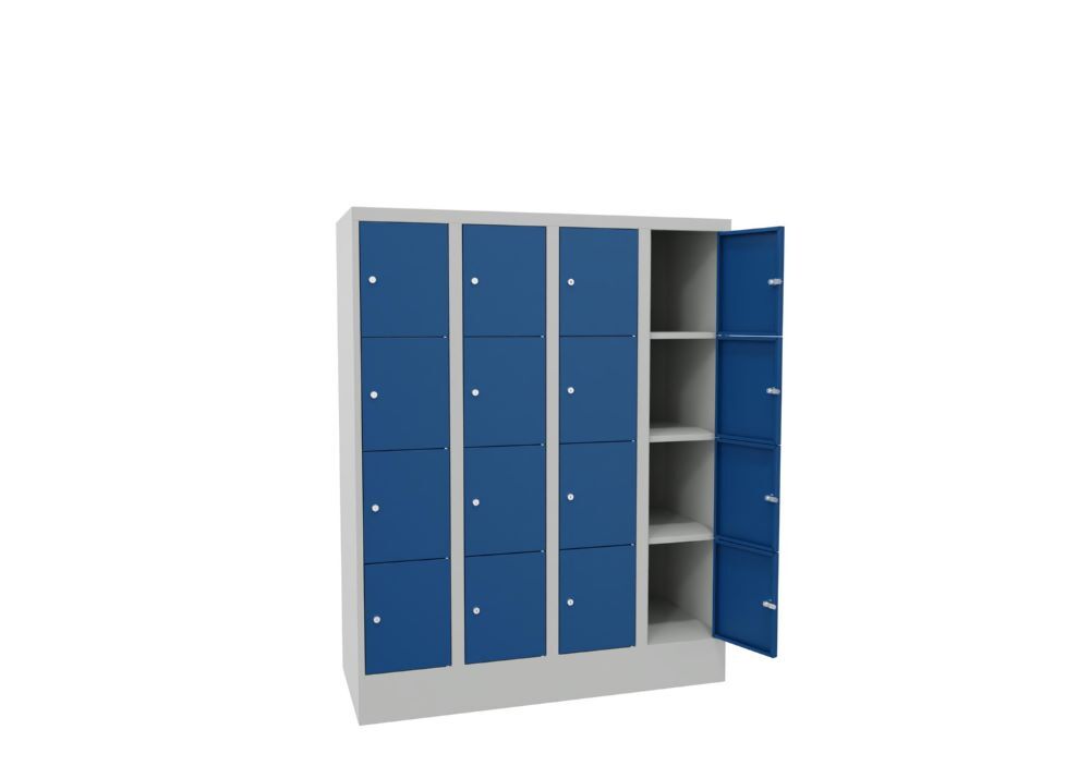 Produktbild Schließfachschrank mit Sockel, 1518x1200x500 mm, 16 Fächer, RAL 7035/5010 bild 3