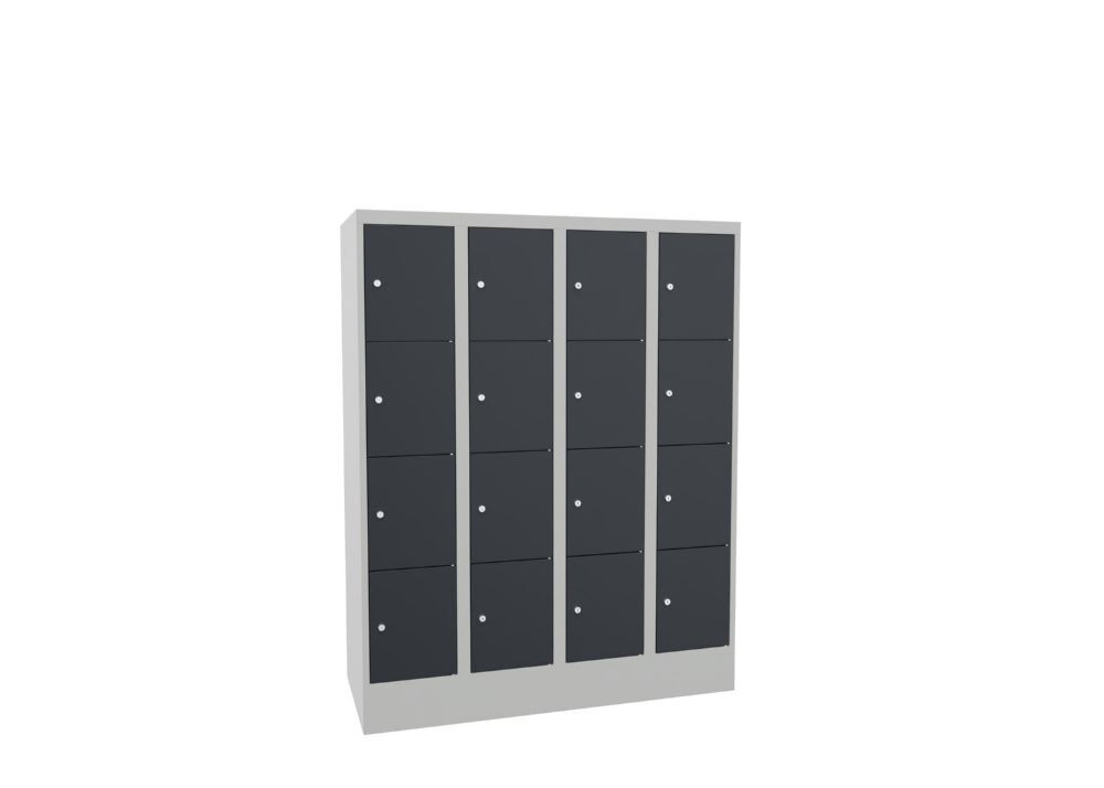 Produktbild Schließfachschrank mit Sockel, 1518x1200x500 mm, 16 Fächer, RAL 7035/7016 bild 2