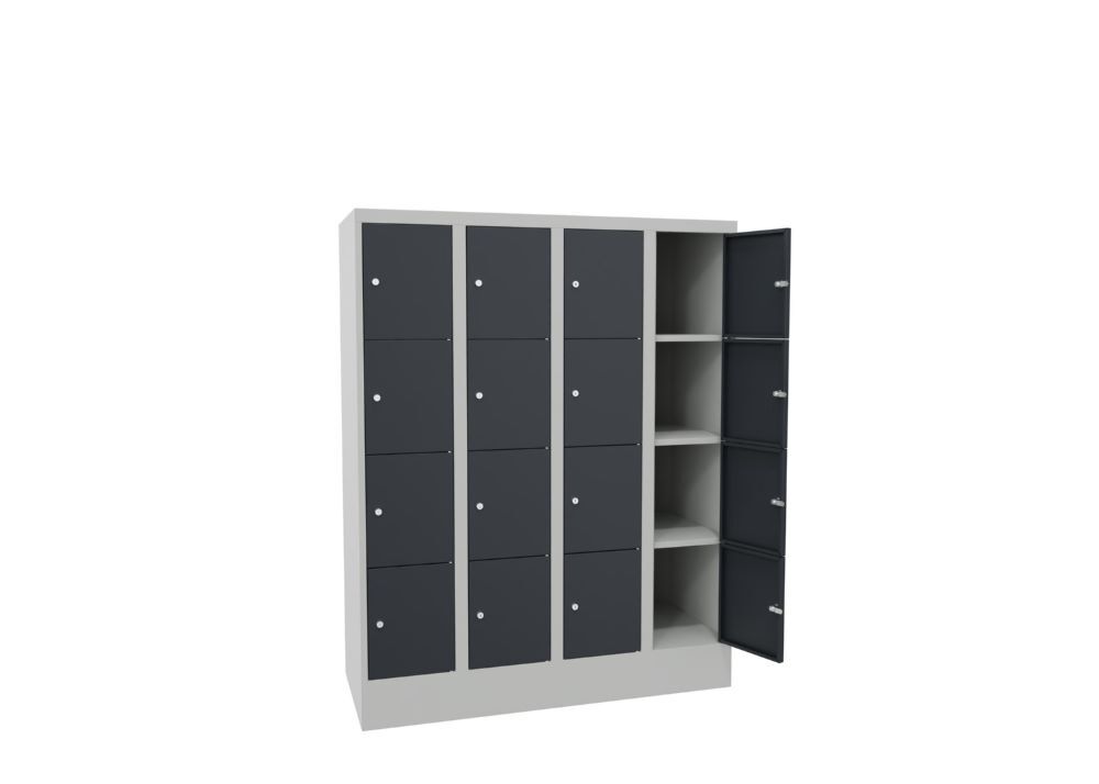 Produktbild Schließfachschrank mit Sockel, 1518x1200x500 mm, 16 Fächer, RAL 7035/7016 bild 3