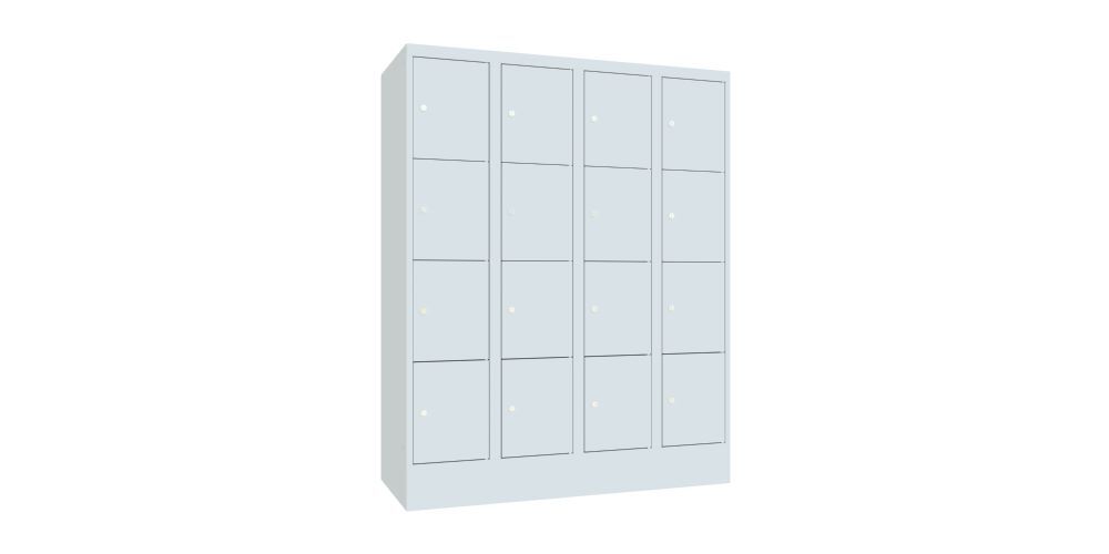 Produktbild Schließfachschrank mit Sockel, 1518x1200x500 mm, 16 Fächer, RAL 7035 bild 2