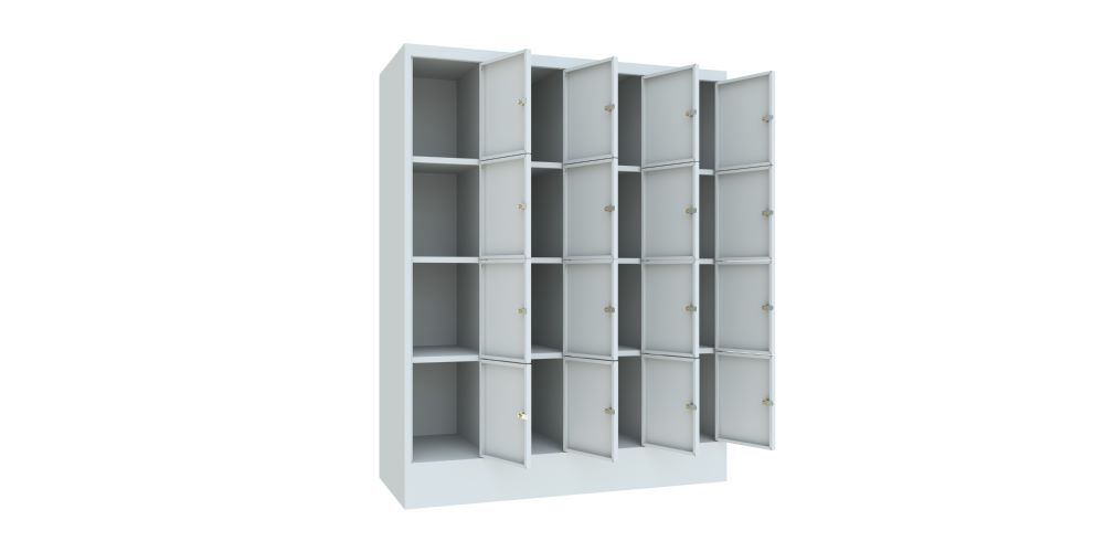 Produktbild Schließfachschrank mit Sockel, 1518x1200x500 mm, 16 Fächer, RAL 7035 bild 3