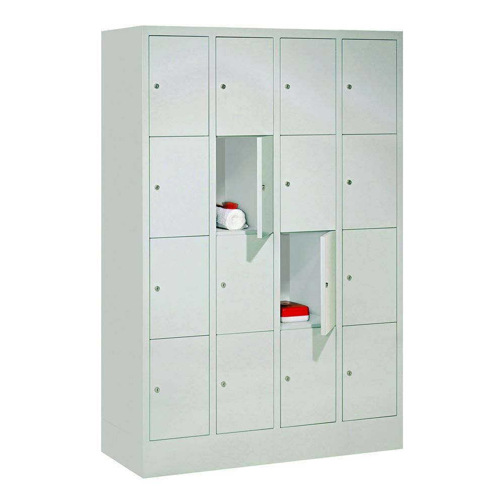 Produktbild PAVOY Schließfachschrank mit Sockel 1518x1200x500 mm 16 Fächer RAL 7035