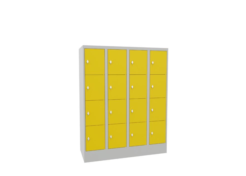 Produktbild Schließfachschrank mit Sockel, 1518x1200x500 mm, 16 Fächer, RAL 7035/1018 bild 2