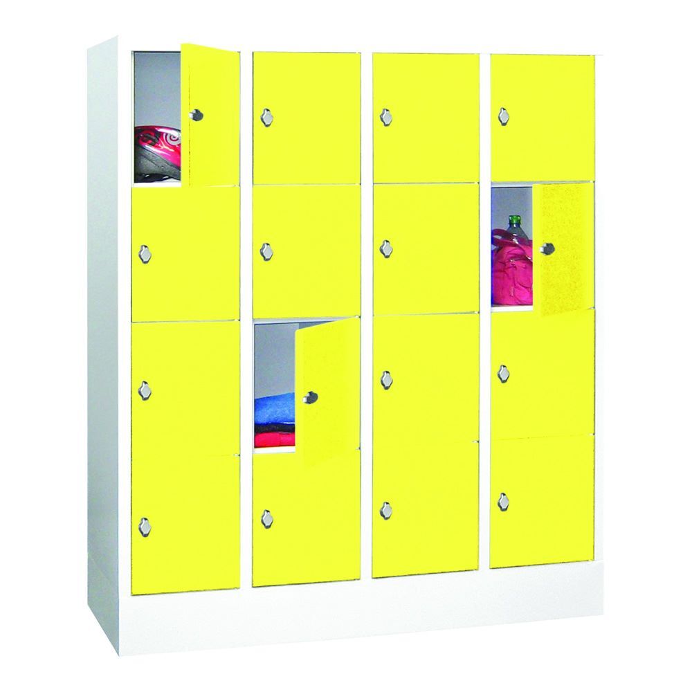 Produktbild PAVOY Schließfachschrank mit Sockel 1518x1200x500 mm 16 Fächer RAL 7035/1018