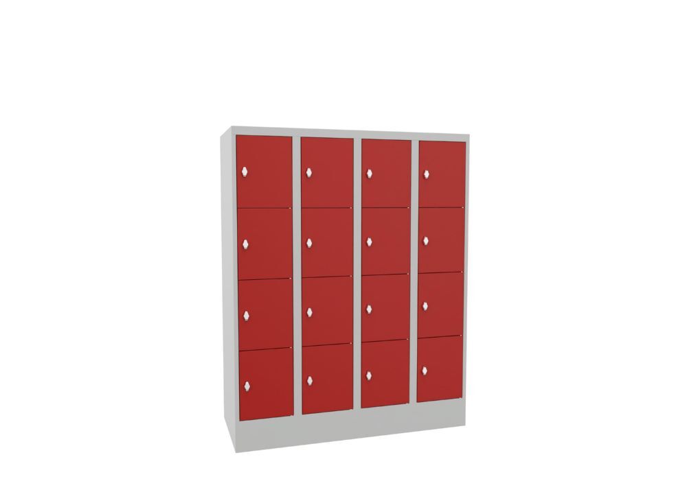 Produktbild Schließfachschrank mit Sockel, 1518x1200x500 mm, 16 Fächer, RAL 7035/3000 bild 2