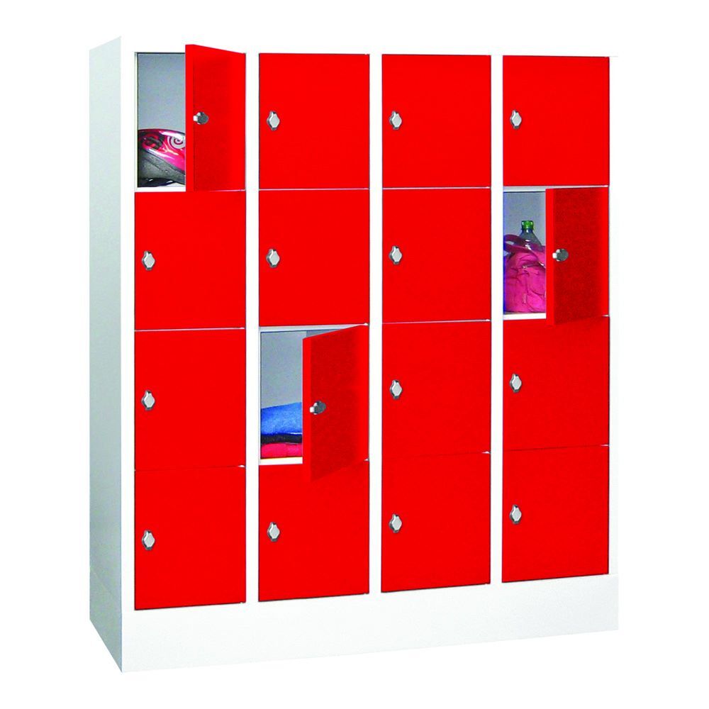 Produktbild PAVOY Schließfachschrank mit Sockel 1518x1200x500 mm 16 Fächer RAL 7035/3000