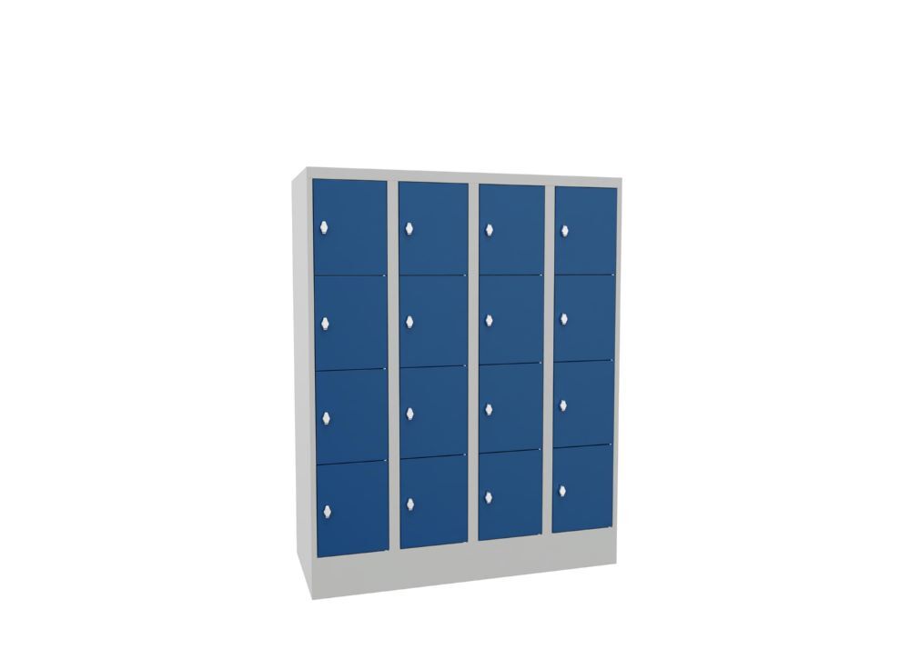 Produktbild Schließfachschrank mit Sockel, 1518x1200x500 mm, 16 Fächer, RAL 7035/5010 bild 2