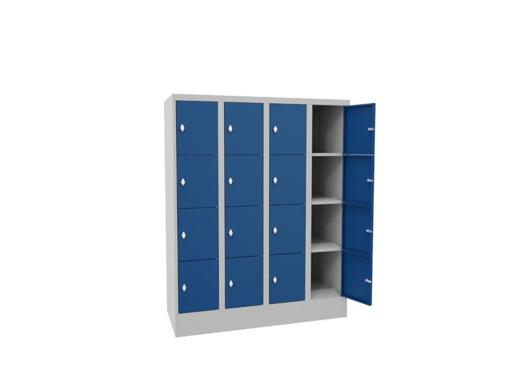 Produktbild Schließfachschrank mit Sockel, 1518x1200x500 mm, 16 Fächer, RAL 7035/5010 bild 3