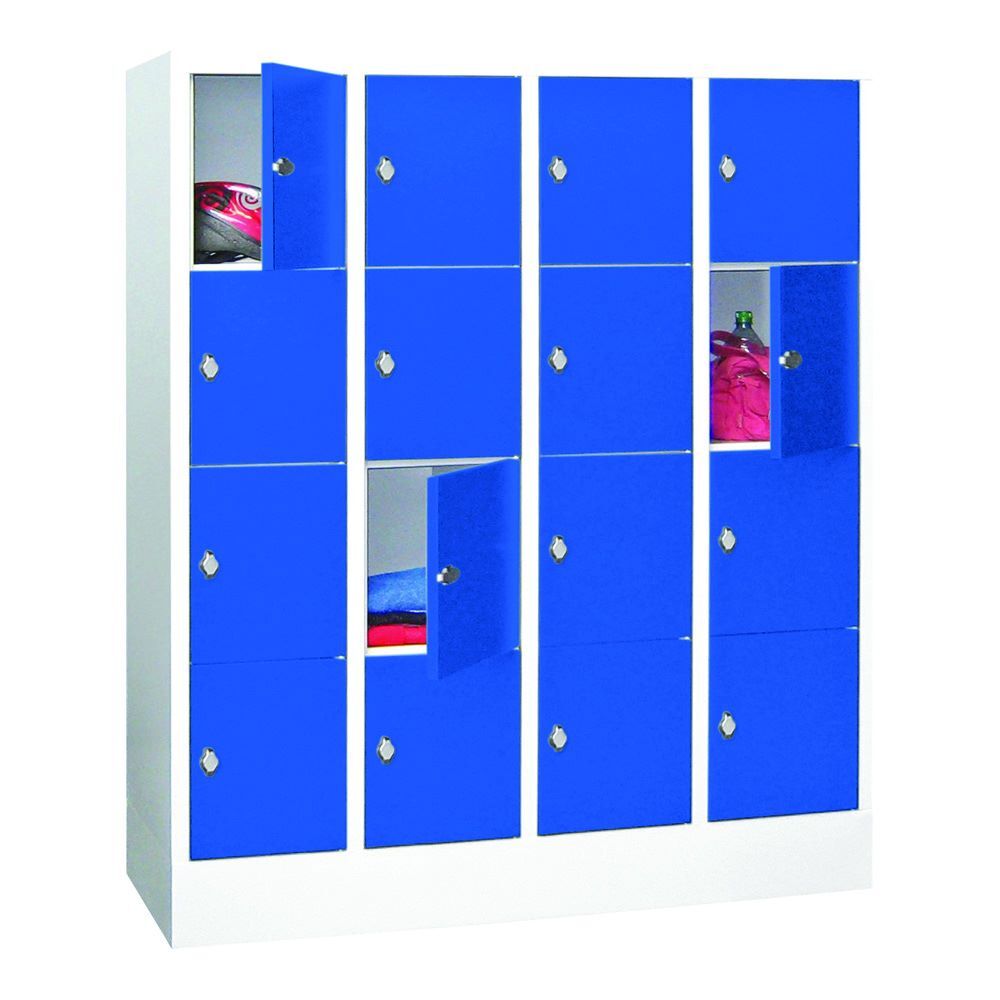 Produktbild PAVOY Schließfachschrank mit Sockel 1518x1200x500 mm 16 Fächer RAL 7035/5010