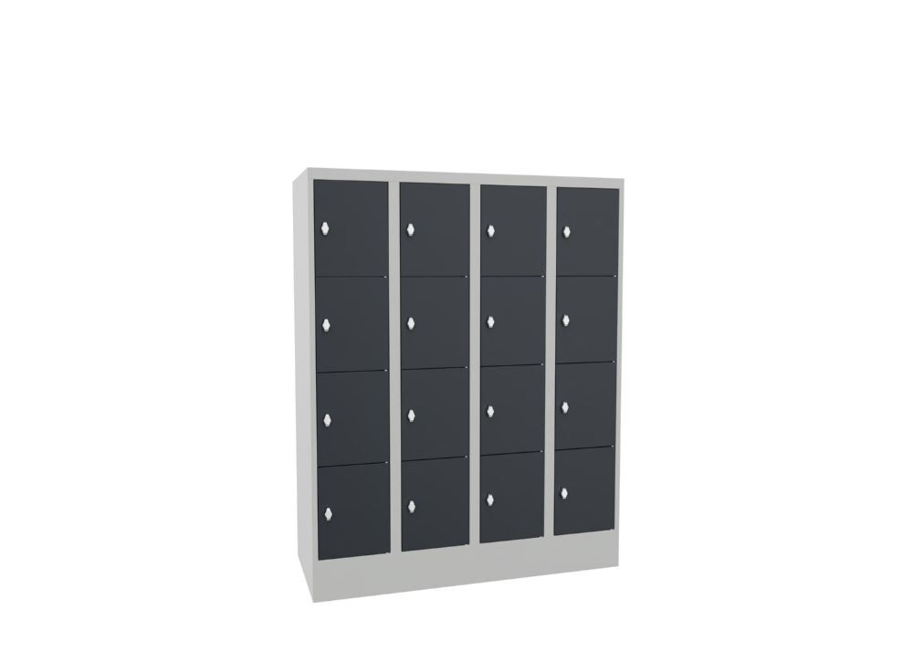 Produktbild Schließfachschrank mit Sockel, 1518x1200x500 mm, 16 Fächer, RAL 7035/7016 bild 2