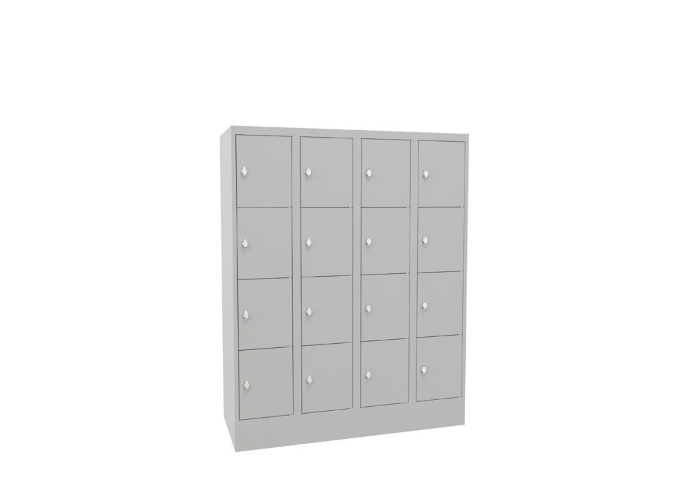 Produktbild Schließfachschrank mit Sockel, 1518x1200x500 mm, 16 Fächer, RAL 7035 bild 2