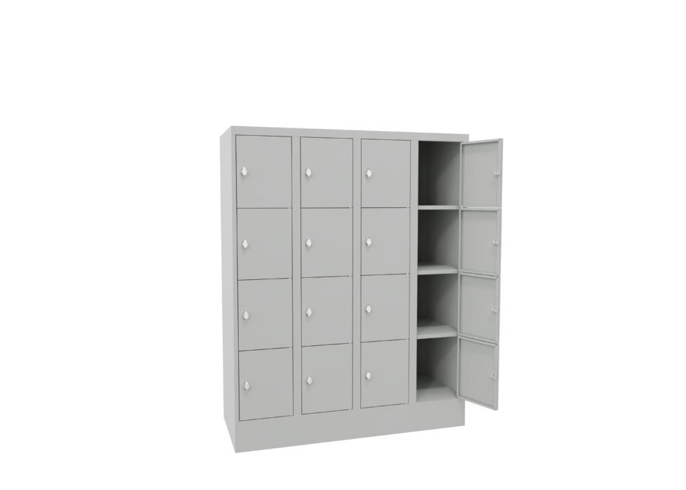 Produktbild Schließfachschrank mit Sockel, 1518x1200x500 mm, 16 Fächer, RAL 7035 bild 3