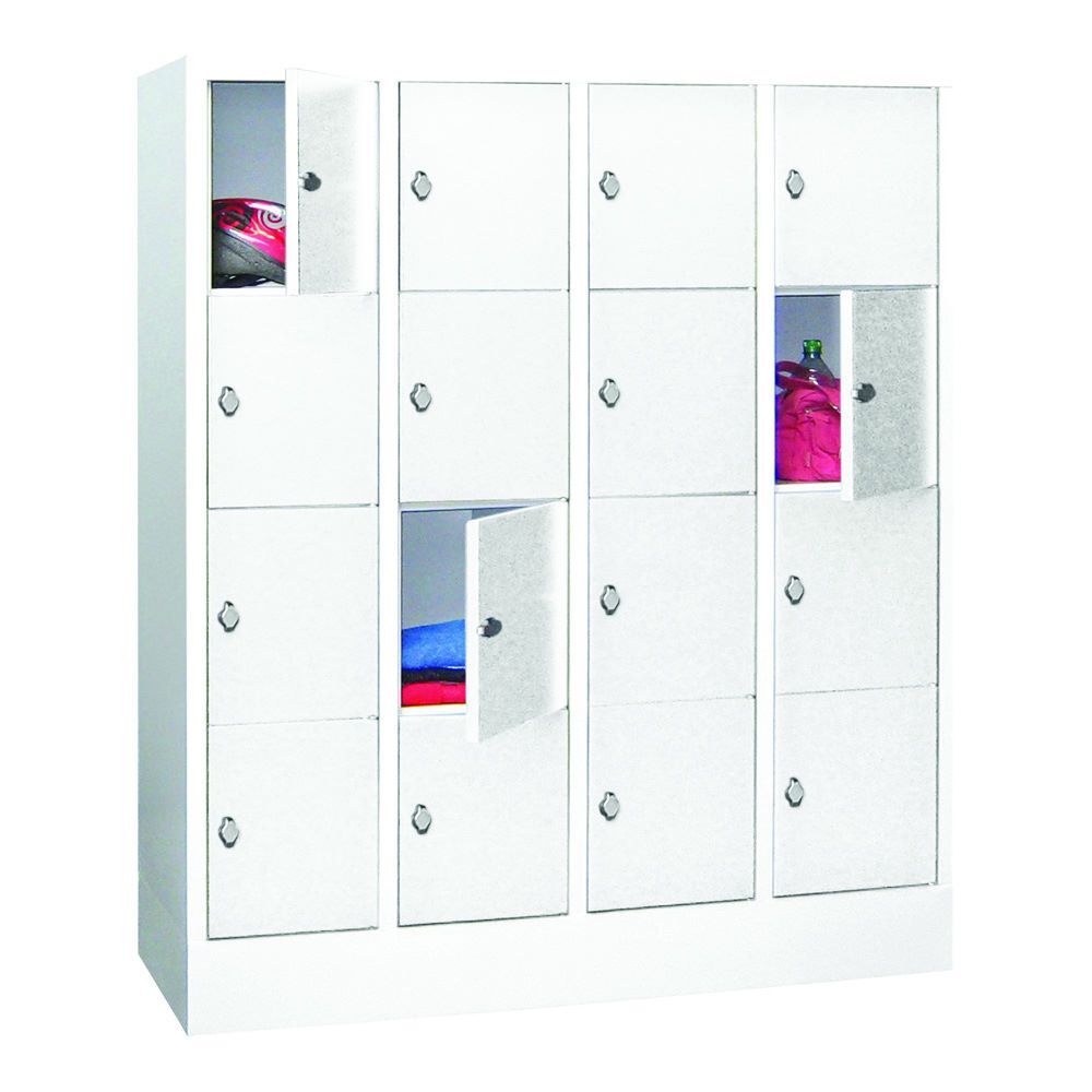 Produktbild PAVOY Schließfachschrank mit Sockel 1518x1200x500 mm 16 Fächer RAL 7035