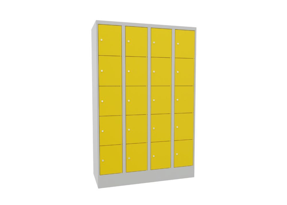 Produktbild Schließfachschrank mit Sockel 1850x1200x500 mm, 20 Fächer, RAL 7035/1018 bild 2