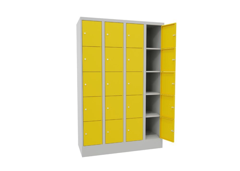 Produktbild Schließfachschrank mit Sockel 1850x1200x500 mm, 20 Fächer, RAL 7035/1018 bild 3