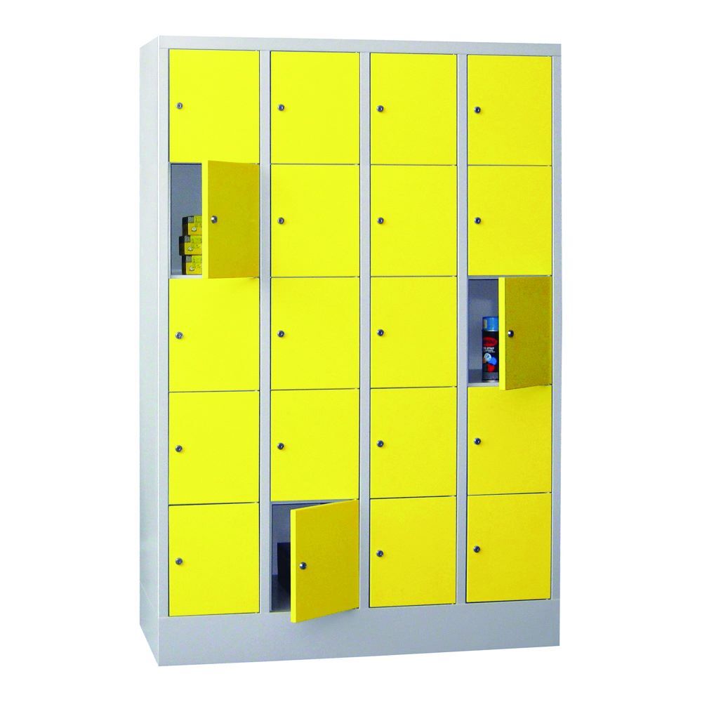 Produktbild PAVOY Schließfachschrank mit Sockel 1850x1200x500 mm 20 Fächer RAL 7035/1018