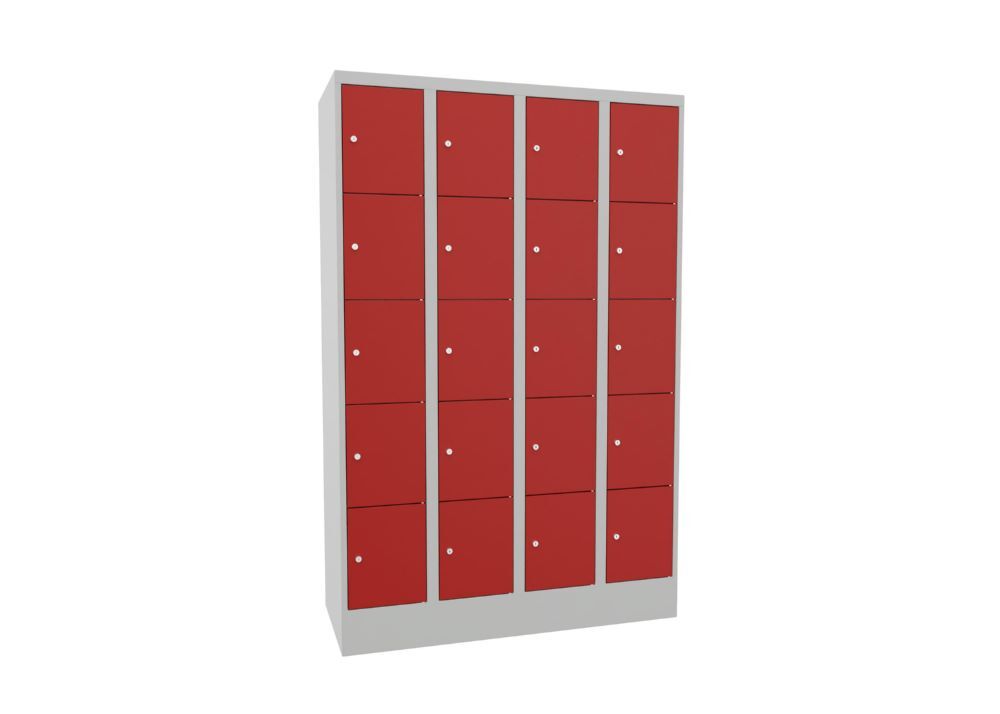 Produktbild Schließfachschrank mit Sockel 1850x1200x500 mm, 20 Fächer, RAL 7035/3000 bild 2
