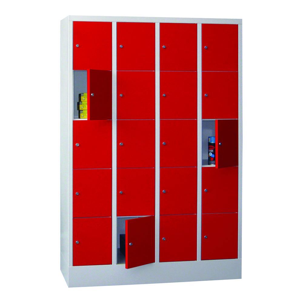 Produktbild PAVOY Schließfachschrank mit Sockel 1850x1200x500 mm 20 Fächer RAL 7035/3000
