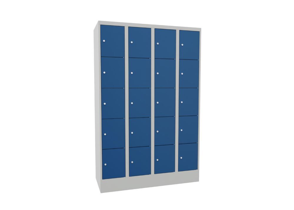 Produktbild Schließfachschrank mit Sockel 1850x1200x500 mm, 20 Fächer, RAL 7035/5010 bild 2