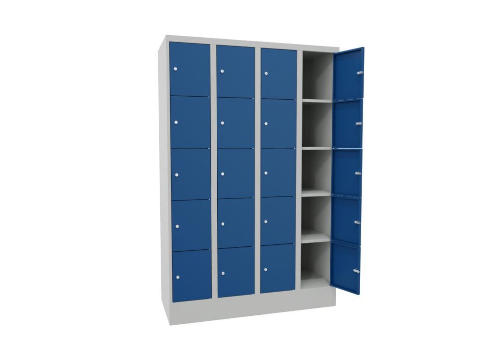Produktbild Schließfachschrank mit Sockel 1850x1200x500 mm, 20 Fächer, RAL 7035/5010 bild 3