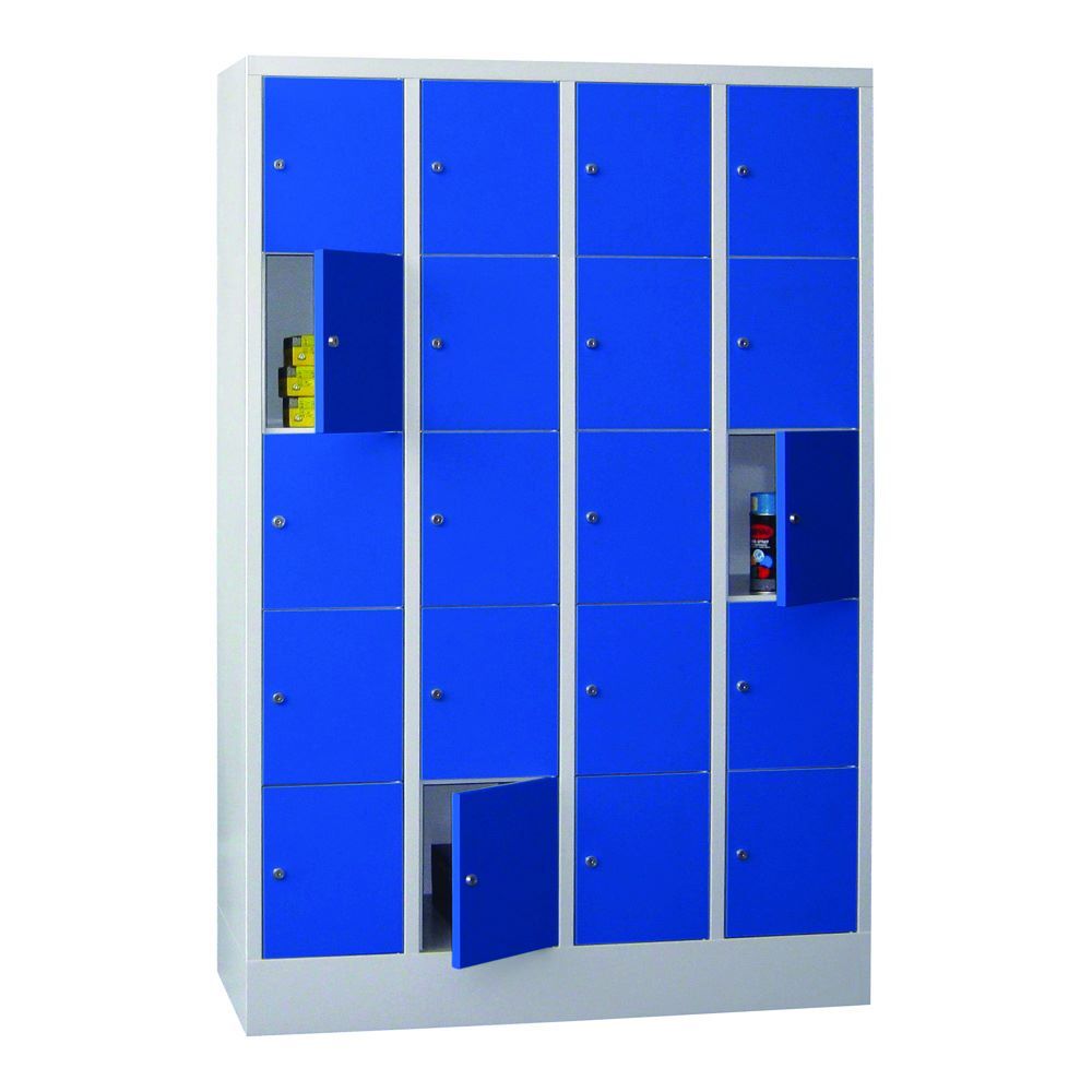 Produktbild PAVOY Schließfachschrank mit Sockel 1850x1200x500 mm 20 Fächer RAL 7035/5010