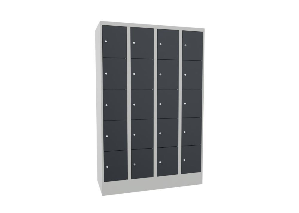 Produktbild Schließfachschrank mit Sockel 1850x1200x500 mm, 20 Fächer, RAL 7035/7016 bild 2