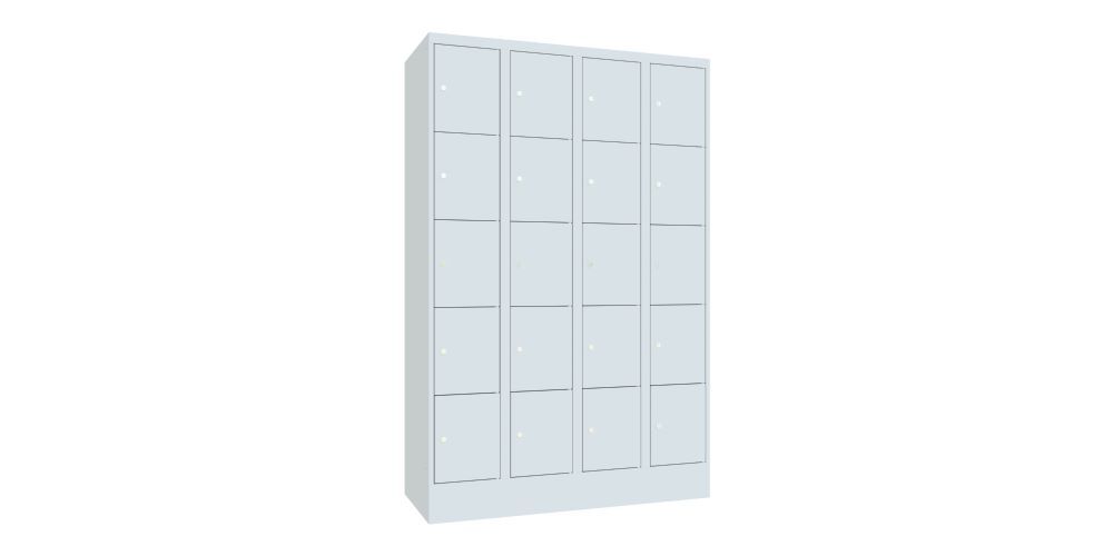 Produktbild Schließfachschrank mit Sockel 1850x1200x500 mm, 20 Fächer, RAL 7035 bild 2