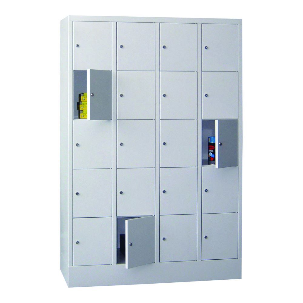 Produktbild PAVOY Schließfachschrank mit Sockel 1850x1200x500 mm 20 Fächer RAL 7035