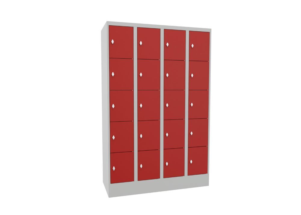 Produktbild Schließfachschrank mit Sockel 1850x1200x500 mm, 20 Fächer, RAL 7035/3000 bild 2