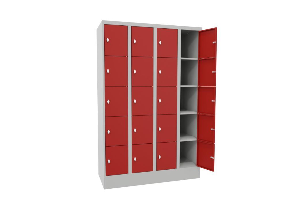 Produktbild Schließfachschrank mit Sockel 1850x1200x500 mm, 20 Fächer, RAL 7035/3000 bild 3