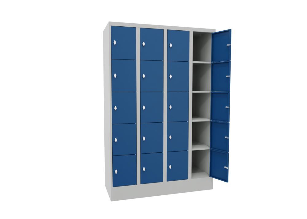 Produktbild PAVOY Schließfachschrank mit Sockel 1850x1200x500 mm 20 Fächer RAL 7035/5010