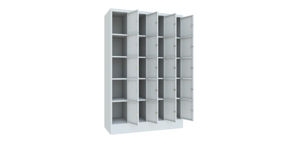 Produktbild Schließfachschrank mit Sockel 1850x1200x500 mm, 20 Fächer, RAL 7035 bild 2
