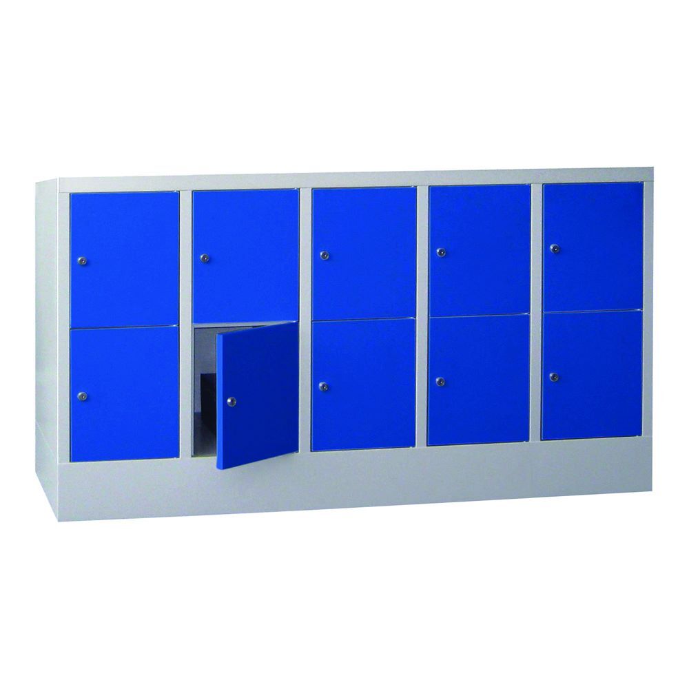 Produktbild PAVOY Schließfachschrank mit Sockel 855x1500x500 mm 20 Fächer RAL 7035/5010