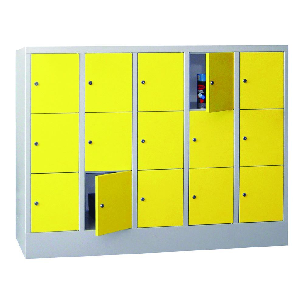 Produktbild PAVOY Schließfachschrank mit Sockel 1187x1500x500 mm 30 Fächer RAL 7035/1018