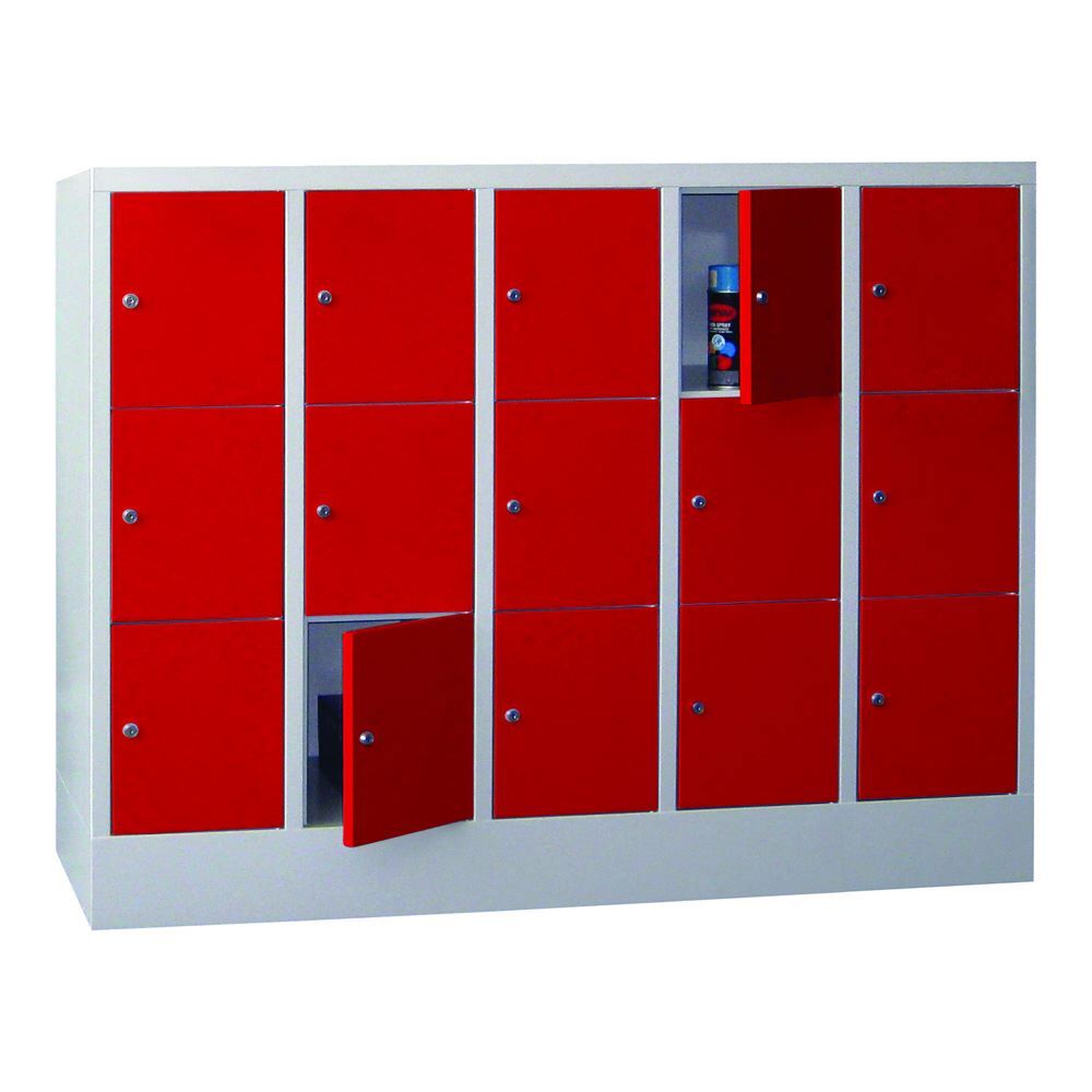Produktbild PAVOY Schließfachschrank mit Sockel 1187x1500x500 mm 30 Fächer RAL 7035/3000