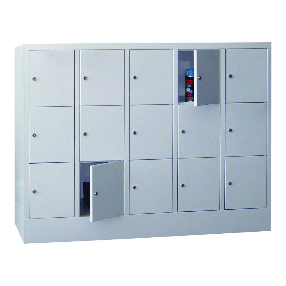 Produktbild PAVOY Schließfachschrank mit Sockel 1187x1500x500 mm 30 Fächer RAL 7035