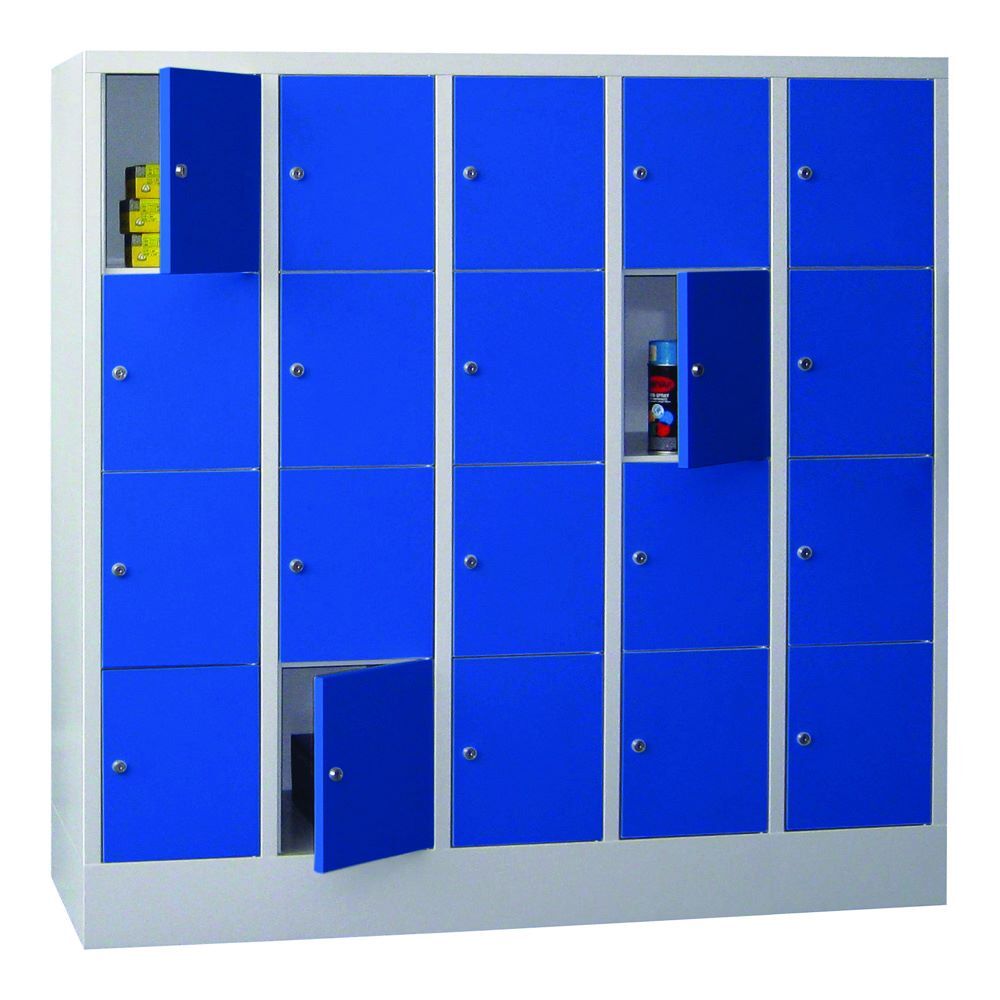 Produktbild PAVOY Schließfachschrank mit Sockel 1518x1500x500 mm 20 Fächer RAL 7035/5010