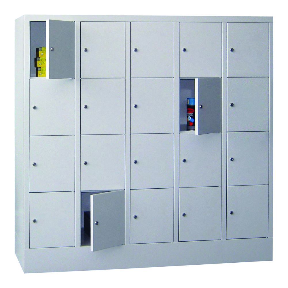 Produktbild PAVOY Schließfachschrank mit Sockel 1518x1500x500 mm 20 Fächer RAL 7035