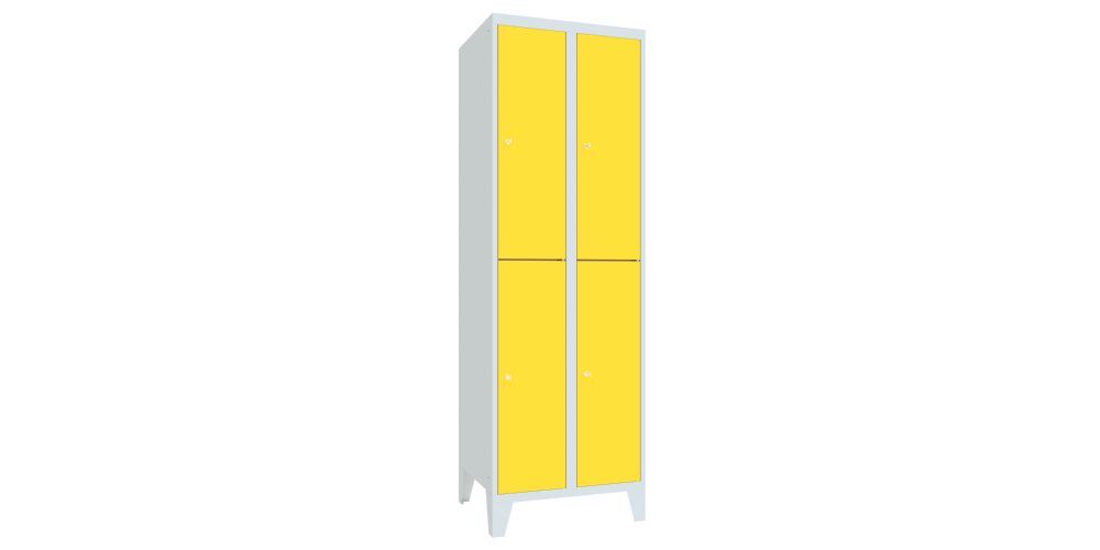 Produktbild PAVOY Schließfachschrank mit Sockel 1850x600x500 mm 4 Fächer RAL 7035/1018