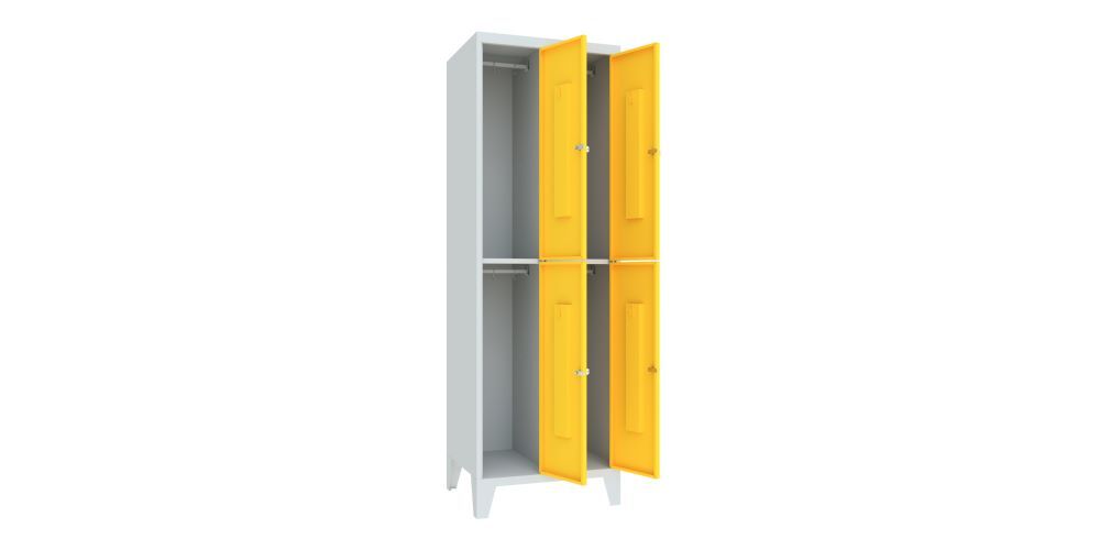 Produktbild Schließfachschrank mit Sockel, 1850x600x500 mm, 4 Fächer, RAL 7035/1018 bild 2
